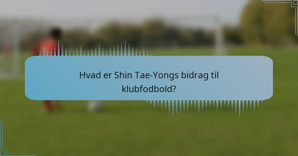 Hvad er Shin Tae-Yongs bidrag til klubfodbold?